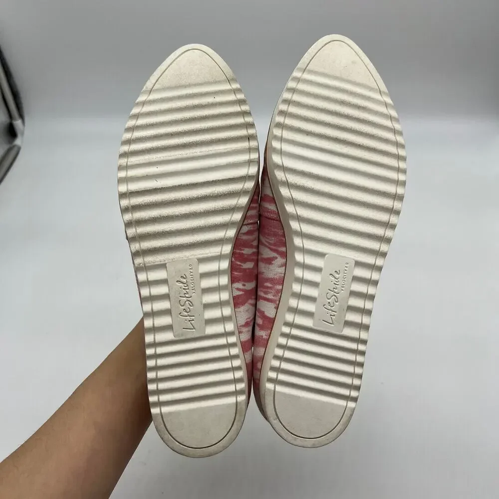 LifeStride Women's Shoes Size 6.5W Slip on Pink & White
